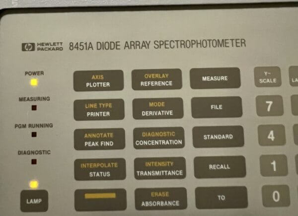 Hewlett Packard HP 8451A Diode Array UV-VIS Spectrophotometer - Image 7