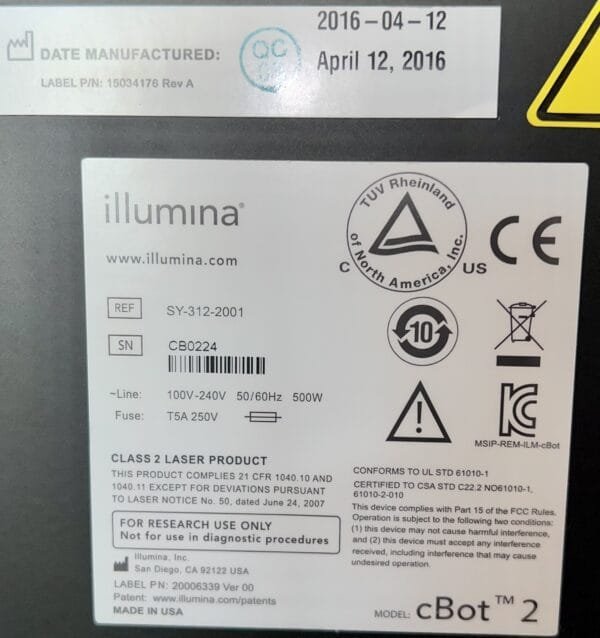 ILLUMINA DNA SEQUENCER ANALYZER CBOT 2 SY-312-2001 - Image 12